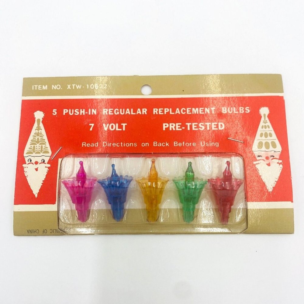 5 Vintage 50s Push Plug In Christmas Tree Flower Light Replacement Bulbs New